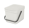 Brabantia Sort & Go Food Trash Can (1.6 Gal/Light Gray) Small Countertop Kitchen Compost Caddy with Handle & Removable Lid, Easy Clean, Fixtures Included for Wall/Cupboard Mounting