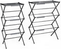 3 Tier Clothes Drying Rack,Foldable & Portable Clothing Drying Rack,Space-Saving Design, Indoor & Outdoor Laundry Rack for Drying Clothes,Metal Dryer Rack，Pure Black