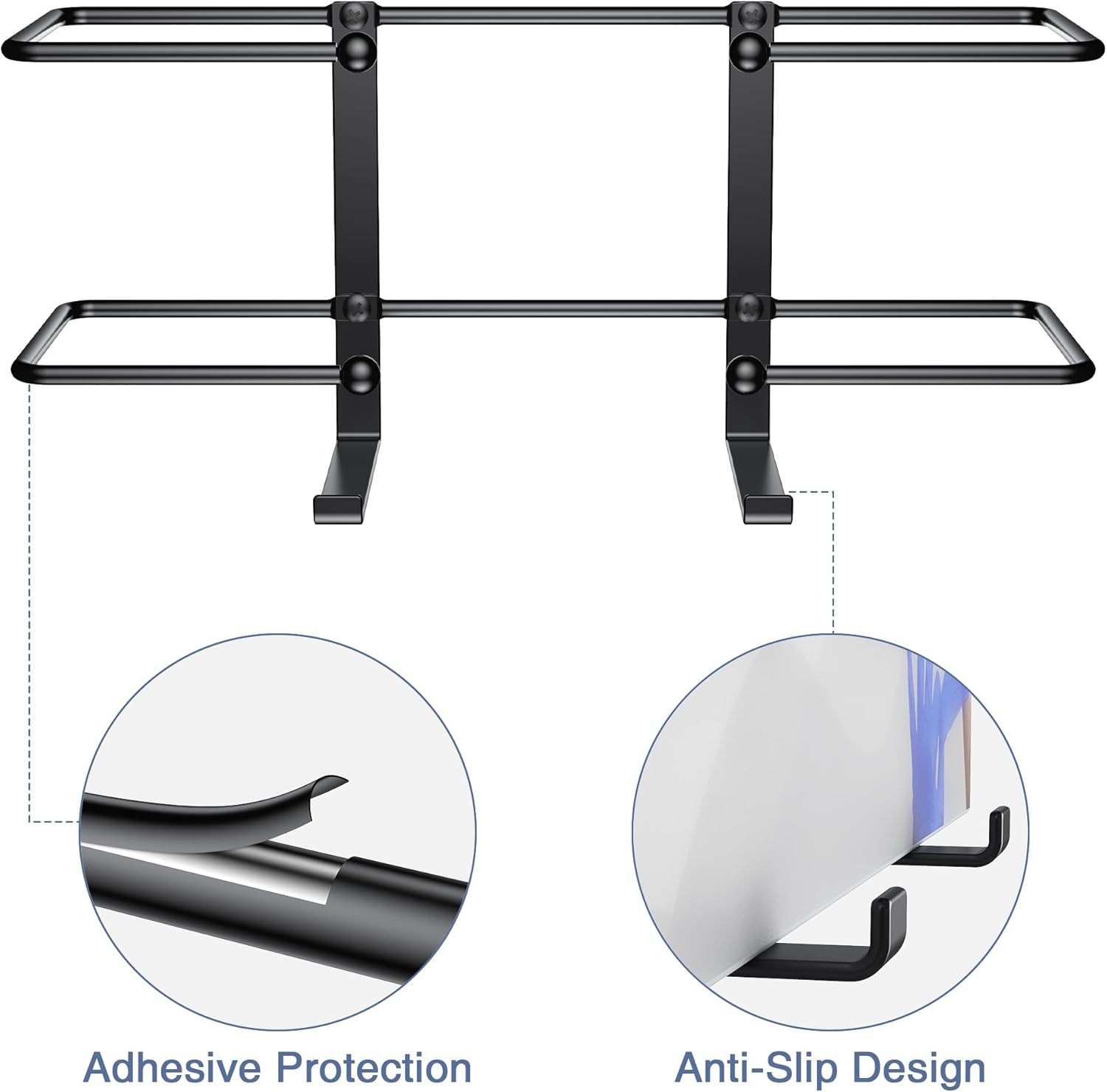 2 Pack Glove Box Dispenser Wall Mount (11.2 * 4.4in): Black Glove Holder Organizer for Disposable & Tissue Box - Organizer on Wall in Lab, Kitchen, Bathroom, Garage