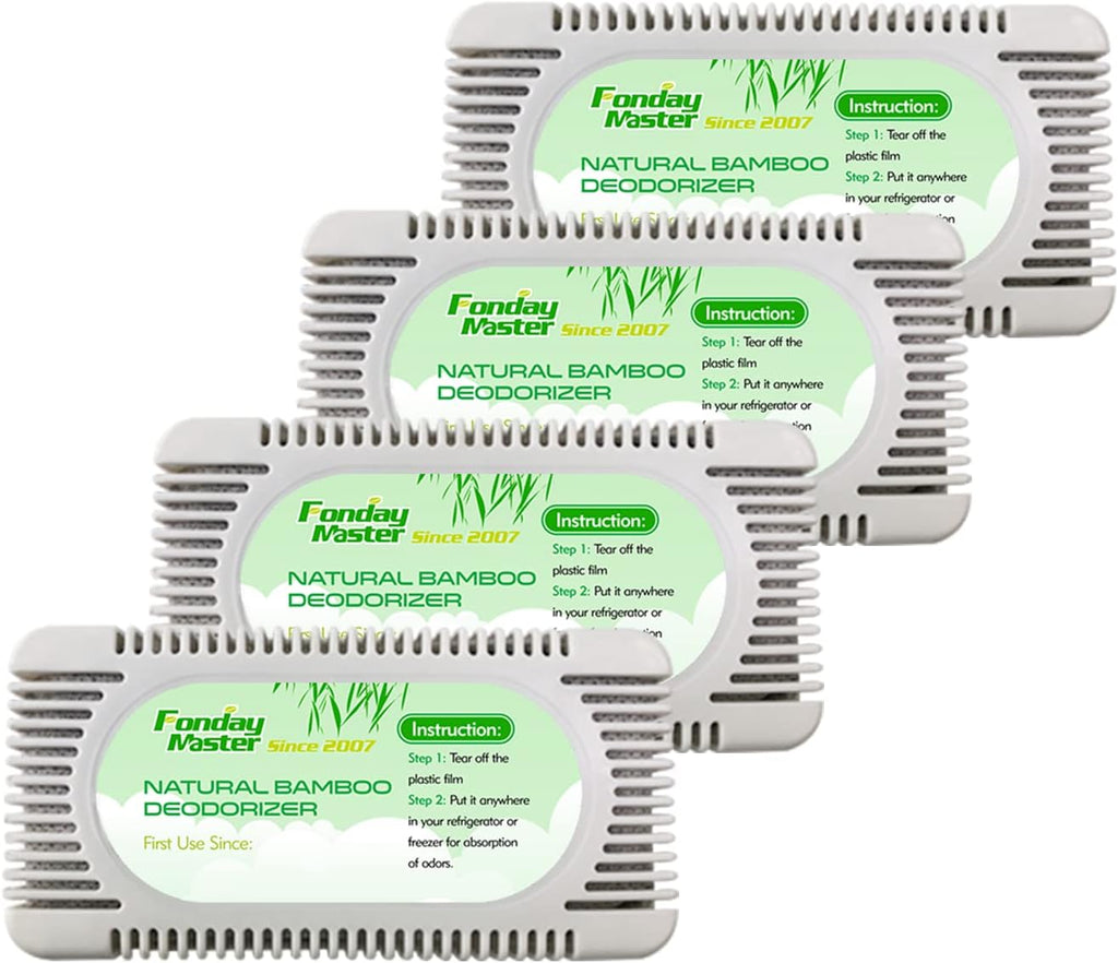 4Packs Fonday Refrigerator Deodorizer Odor Eliminator for Fridges Freezers Coolers Lunch Boxes Bamboo Charcoal More Effective Than Baking Soda