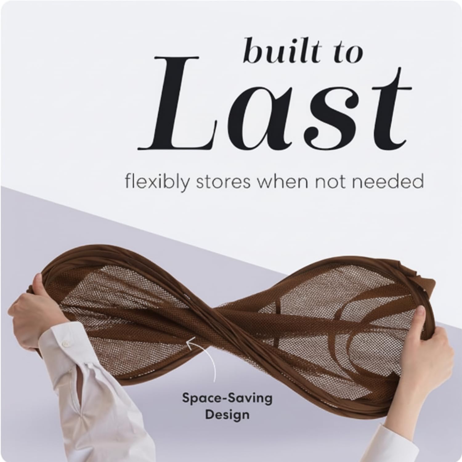 Handy Laundry Collapsible Mesh Pop Up Hamper with Wide Opening and Side Pocket - Breathable, Sturdy, Foldable, and Space-Saving Design for Clothes and Storage (Brown)