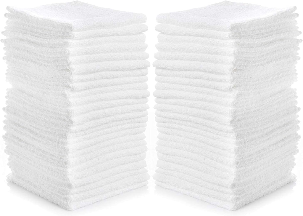 SIMPLI-MAGIC Cotton Washcloths White, 40 Pack, Size: 12”x12”