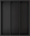 Bamboo Utensil Drawer Organizer, Silverware Tray Organizer, Kitchen Drawer Organizer for Flatware Cutlery (Black, 3 Slots)