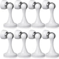 8 Pcs Magnetic Door Stoppers Stainless Steel Door Stops Magnetic Catch Holder with Screws for Wall Floor Mounted Wall Protector Hold (White)