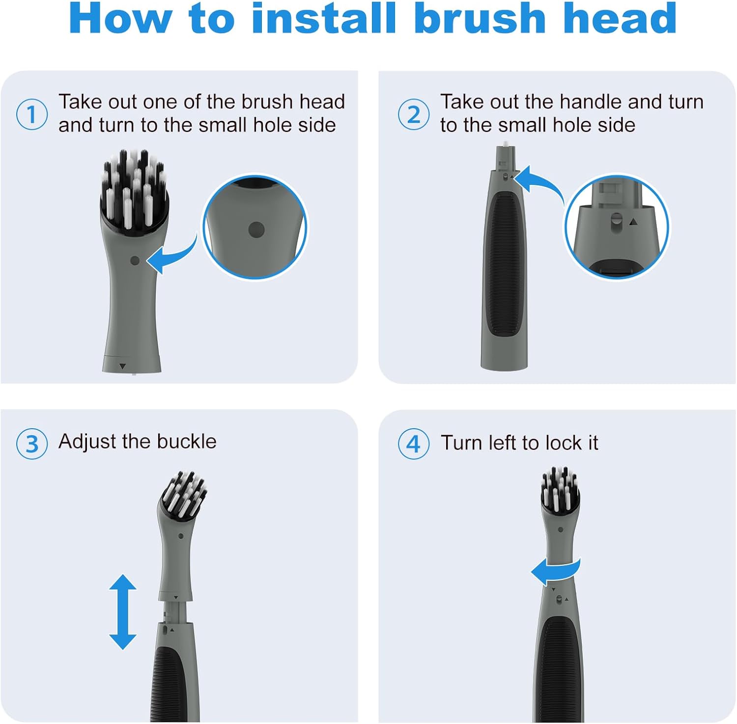 Rechargeable Electric Cleaning Brush with 4 in 1 Multiple Brush Heads and USB Cable, Indoor Household Cordless Motorized Brush for Bathroom Toilet Kitchen Tile Crevice (Grey & Black)