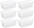 SANNO Wire Metal Baskets Freezer Baskets Farmhouse Organizer Storage Bins Large Organizer Bins for Shelf Storage, Office, Bathroom, Pantry Organization Storage Bins Rack with Handles-Set of 6