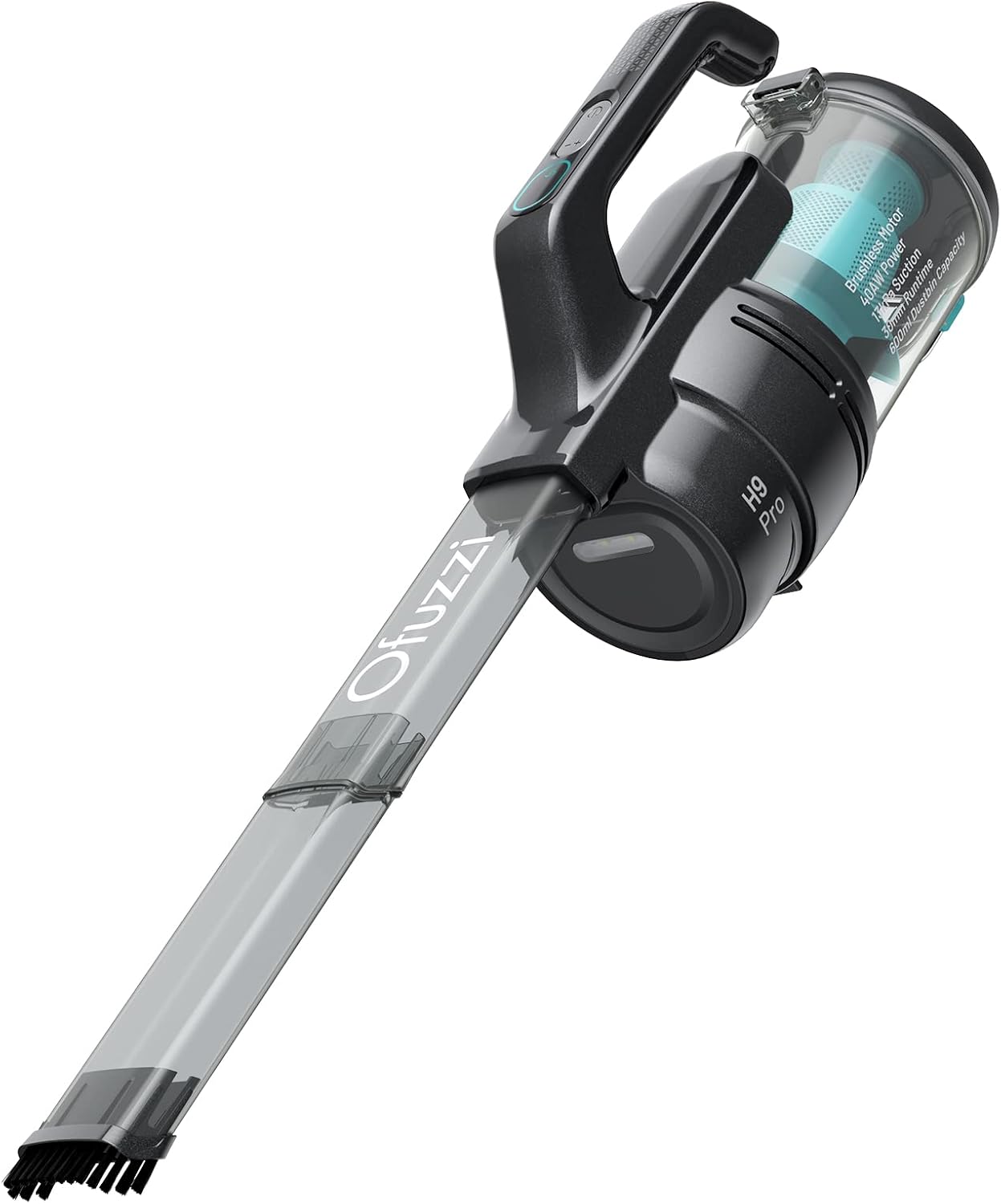 Ofuzzi H9 Pro Handheld Vacuum Cleaner, Extra-Long Crevice Tool, 40AW/13kPa Surging Suction, LED- Display&Light, Up to 30 Mins Runtime, Portable Vacuum for Home Cleaning, Black