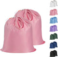 Polecasa Small Heavy Duty Laundry Bag with 130gsm Tear Resistant Fabric and Handles, Easy to Carry Durable Dirty Clothes Drawstring Bag, Perfect for College Dorm, Travel, 2 Pack 21”x24”,Pink