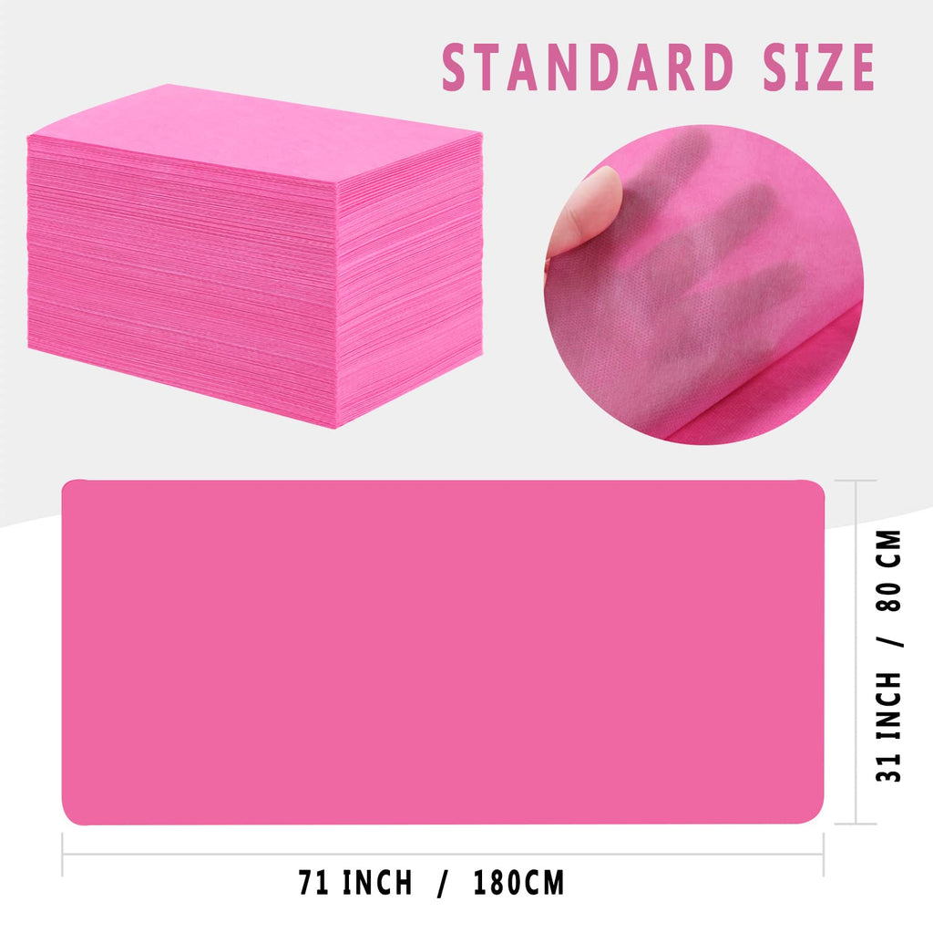 Disposable Bed Sheets 200 Pcs 31" x 71" Massage Table Sheets Non Woven Fabric SPA Bed Cover Breathable for Massage Beauty Tattoos(Pink)