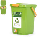 Compost Bin Outdoor, 21 L Garden Composting Bin Bags, Breathable Screen Window Reusable Garden Yard Waste Bags Speed Up Composting & Reduce Odors, Indoor Small Kitchen Compost Bin with Lid, Green