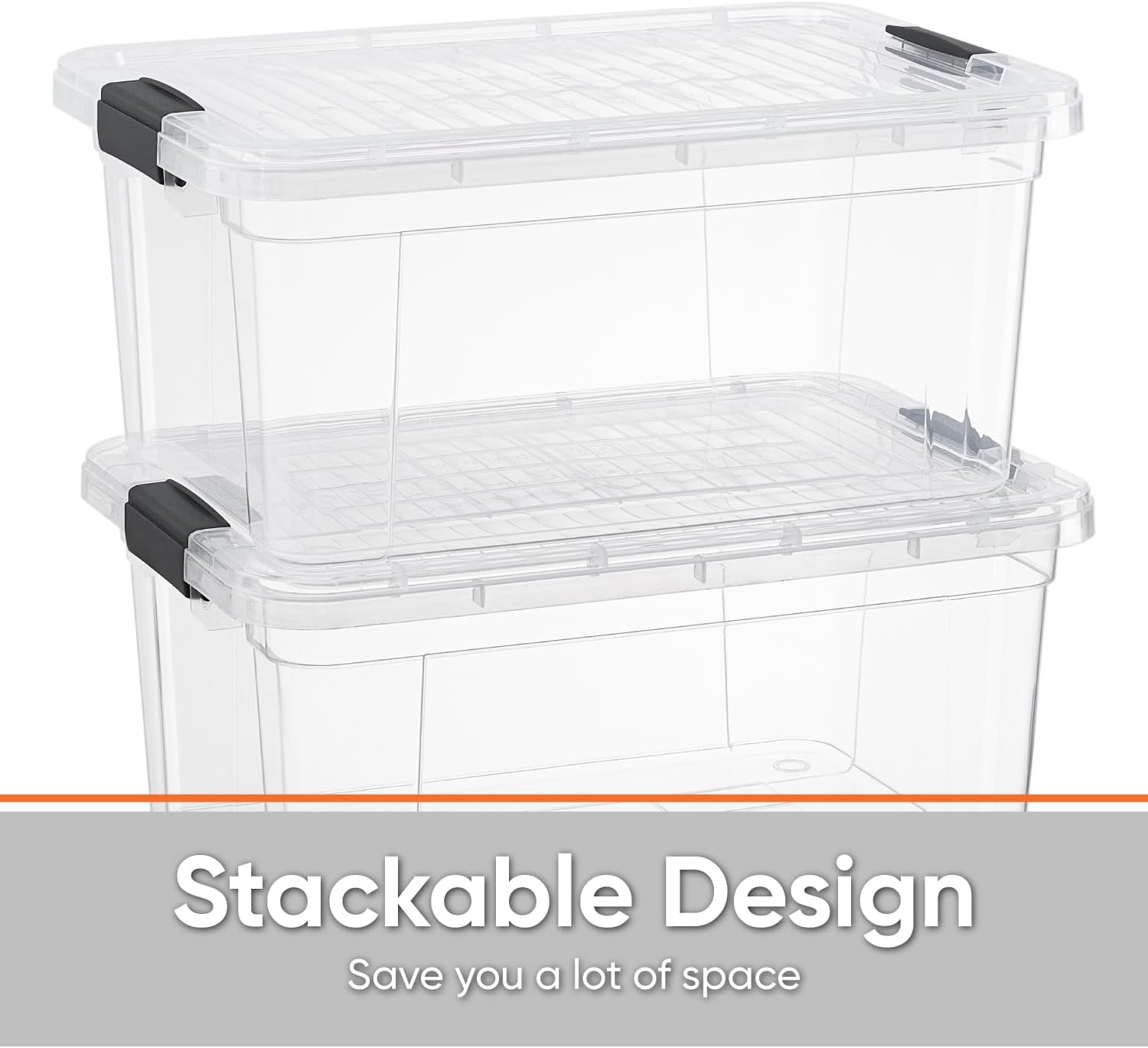 Superio Storage Bins with Lids - Clear Boxes for Organizing, Stackable Plastic Containers - BPA Free, Non-Toxic, Odor Free, Organizer for Home, Office, Dorm(4 Pack, 11 Qt)