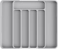 Kitsure Cutlery Drawer Organiser for Kitchen - Adjustable Cutlery Tray for Effortless Utensil Sorting, Versatile Kitchen Storage & Organisation Solution, 12.13" x 1.54" x 8.07"~13.90", Light Grey