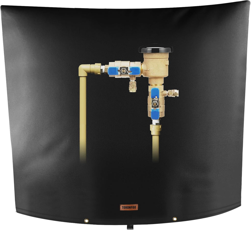 Backflow Preventer Pipe Insulation Cover (5°F) - Irrigation Sprinkler Valve Insulated Pouch - Water Well Pump Cover - Sturdy 5 Layers for Winter Freeze Protection, 40" W x 40" H, Black
