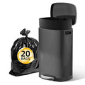 KUK 13 Gallon Kitchen Trash Can with Lid, 50L/13Gal Office Step Garbage Can for Home, Kitchen, Laundry Room, Office, Brushed Stainless Steel, Titanium Black