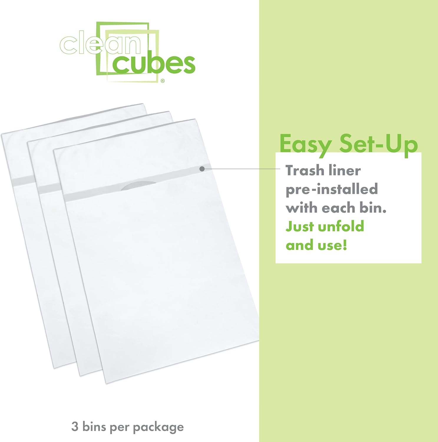 30 Gallon Disposable Pop-Up Trash Cans (3-Pack) with Fitted Bags – Foldable Garbage & Recycling Bins for Parties, Events & Kitchen (White, 30" H x 14" W x 17" D)