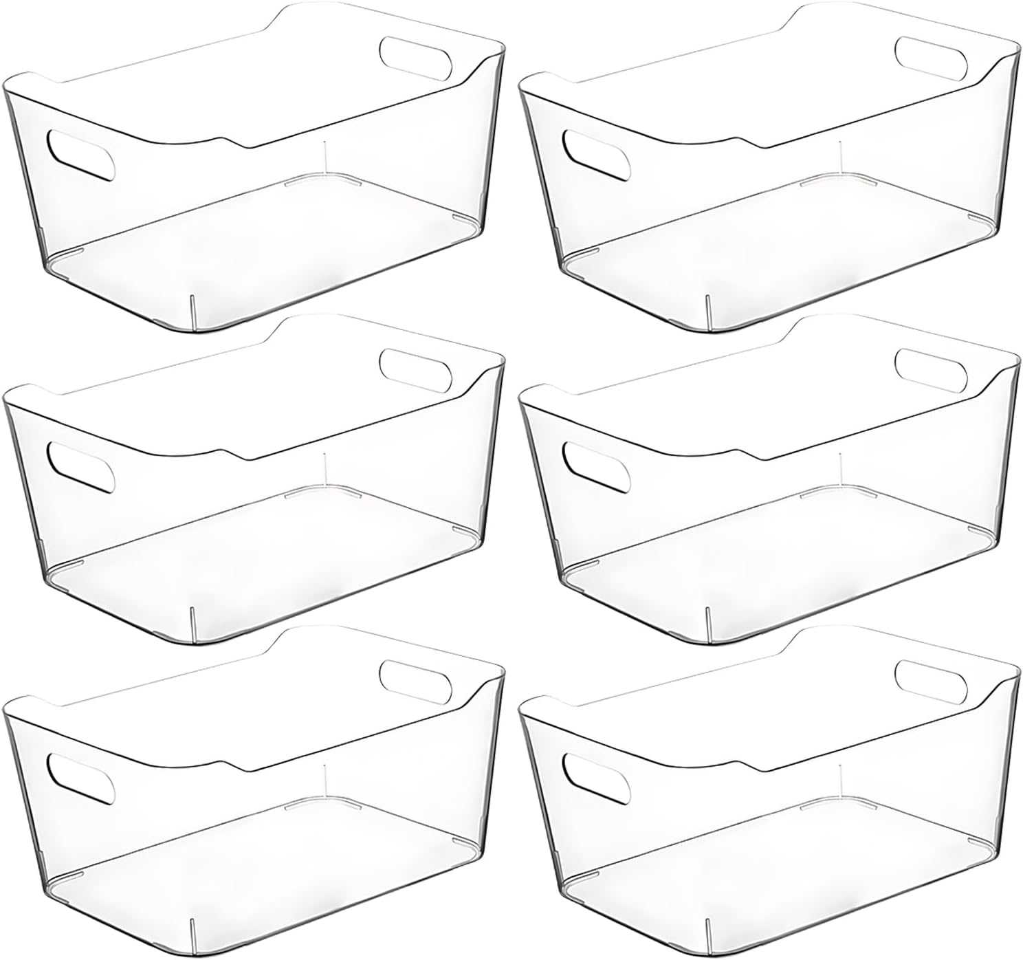 Clear Plastic Storage Bins, Perfect for Kitchen Organization or Pantry Organization and Storage, Medium Fridge Organizer Plastic Bins, Pantry Organization and Storage Bins, Cabinet Organizers