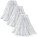 Matthew Cleaning Looped-Open Disposable Industrial Wet Mop Head 1.25'' Universal Headband Non-Woven Commercial Replacement for Indoor & Outdoor Use, Floor Cleaning String Mop Refill 3 Pack