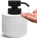 Resin Soap Dispenser for Bathroom, Hand Lotion Liquid Dispenser Easy-to-Press with Reusable Plastic Pump for Shampoo Bathroom Kitchen Countertop Anti-Slip Rust-Proof 12.5 oz White