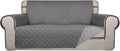 PureFit Reversible Quilted Sofa Cover, Water Resistant Slipcover Furniture Protector, Washable Couch Cover with Non Slip and Elastic Straps for Kids, Dogs, Pets (Oversized Loveseat, Gray/Light Gray)