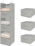 MAX Houser 6 Tier Shelf Hanging Closet Organizer, Closet Hanging Shelf with 2 Sturdy Hooks for Storage, Foldable (Light Grey-D3)