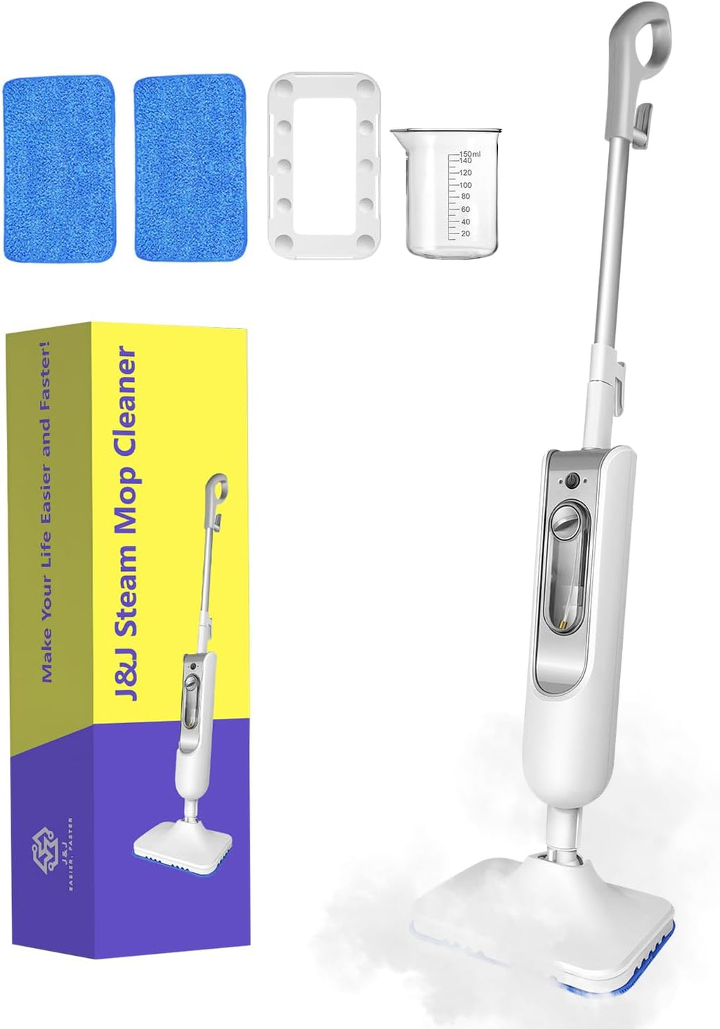Steam Mop for Floor Cleaning, Effortless Ergonomic Design Floor Steamer for Hardwood and Tile, Adjustable Steam Modes, 1500W High Power, 16.4ft Cord, 400Ml XL Tank, 2 Washable Pad