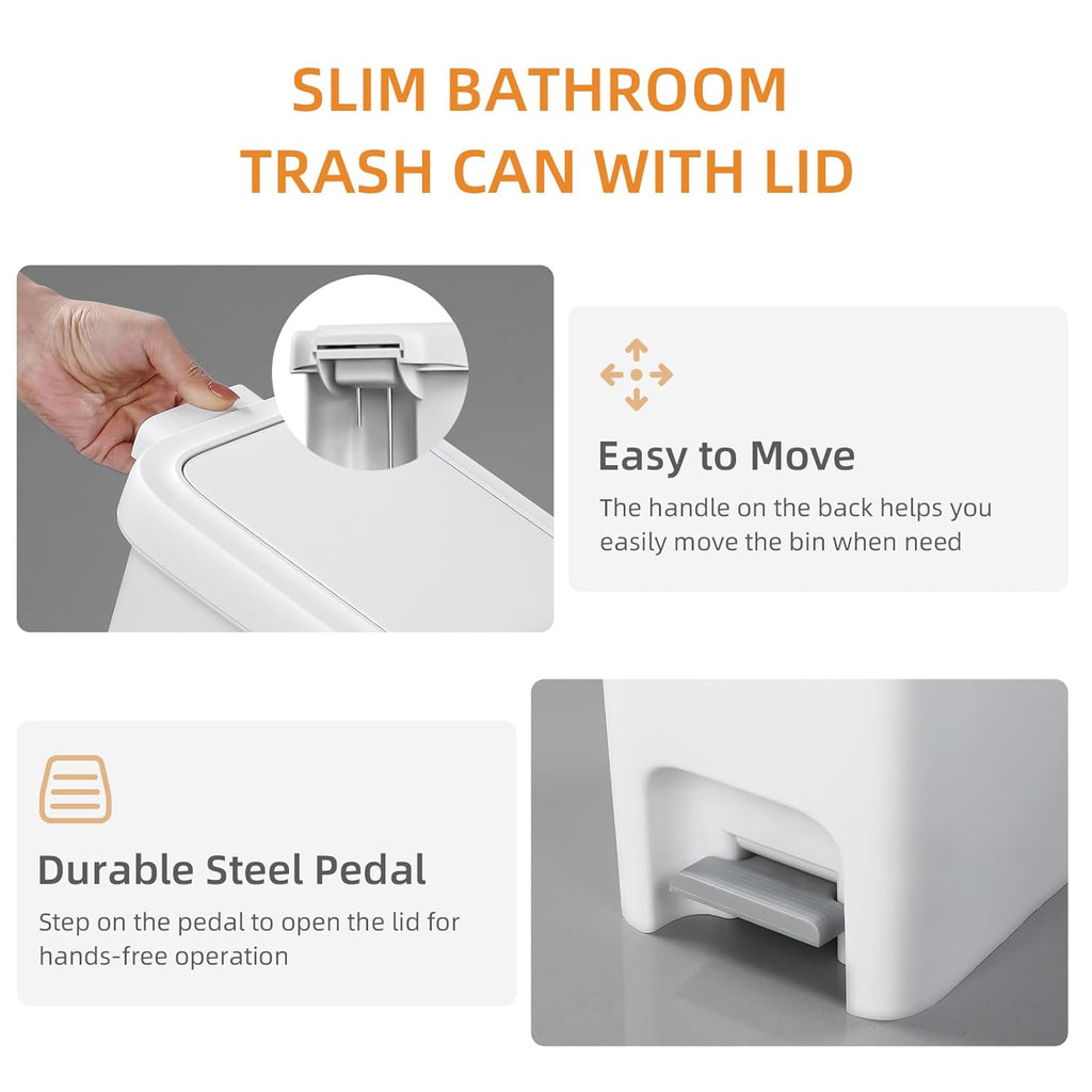 MOPALL Trash Can with Lid, Kitchen Step Trash Can, Garbage Can with Press Top Lid & Foot Pedal, Trash Bin Garbage Bin Waste Bin Waste Basket for Bathroom|Kitchen|Bedroom|Living Room|Office, 5.7 Gallon