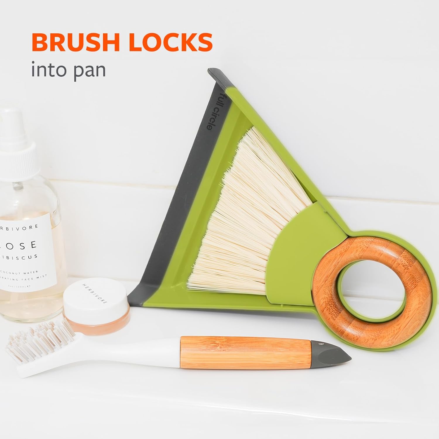 Full Circle Tiny Team Mini Brush and Dustpan Set, Green