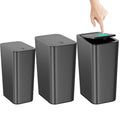 N. NETDOT Bathroom Trash Can with Lid 3 Pack Set, 2 Packs 4 Gal Slim Kitchen Trash Bin and 1 Pack 2.6Gal Garbage Can, Small Trash Can/Trash Bin/Waste Basket for Bedroom (Black, Pack of 3)