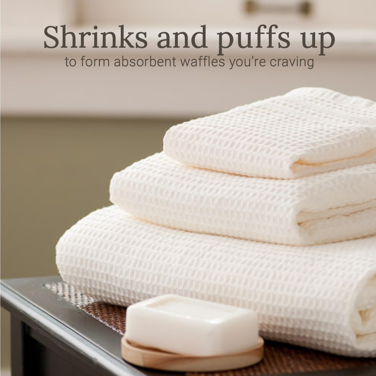 GILDEN TREE Waffle Towels Wash Cloths for Showering, Exfoliating Washcloth Face Towels, Quick Dry Towel Cotton Washcloths Set of 4, Classic Style (Cream)