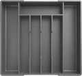 Kitsure Silverware Organizer for Drawers - Expandable Cutlery and Utensil Drawer Organizer with Easy Maintenance, Premium PP Kitchen Organizers and Storage for Flatware, Grey, 13.2" x 12.2" x 1.6"