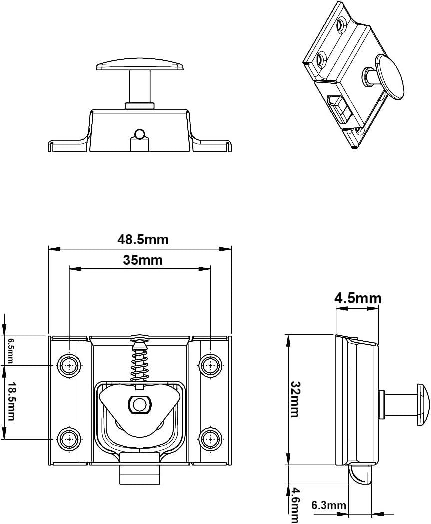 QCAA Oval Turn Cabinet Latch, for Cupboard & Other Furniture, Small, Antique Brass, Made in Taiwan, 1 Pack