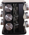 Spice Rack, Spice Rack Organizers for Countertop, Rotating Countertop Spice Rack, Revolving Spice Rack for Kitchen, Kitchen Gadgets, Organizer Rack with Spice Jars (Black, SquareHead_12Jars)