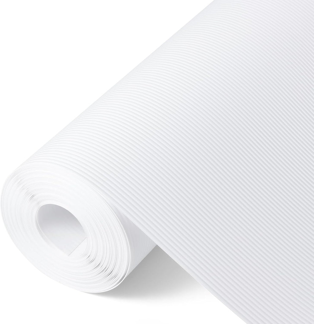 Shelf Liners for Kitchen Cabinets Drawer Liner Non Adhesive Cupboard Mat EVA Material Waterproof Refrigerator Mats Washable Fridge Liner for Cupboard and Desks Liner White 11.8 x 59 Inches