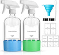 2 Pack Glass Spray Bottles with Silicone Sleeve,16oz Clear Glass Spray Bottles Refillable Empty Bottle with Adjustable Nozzle,Spray Bottle for Essential Oils,Cleaning Solutions,Pets,Hair