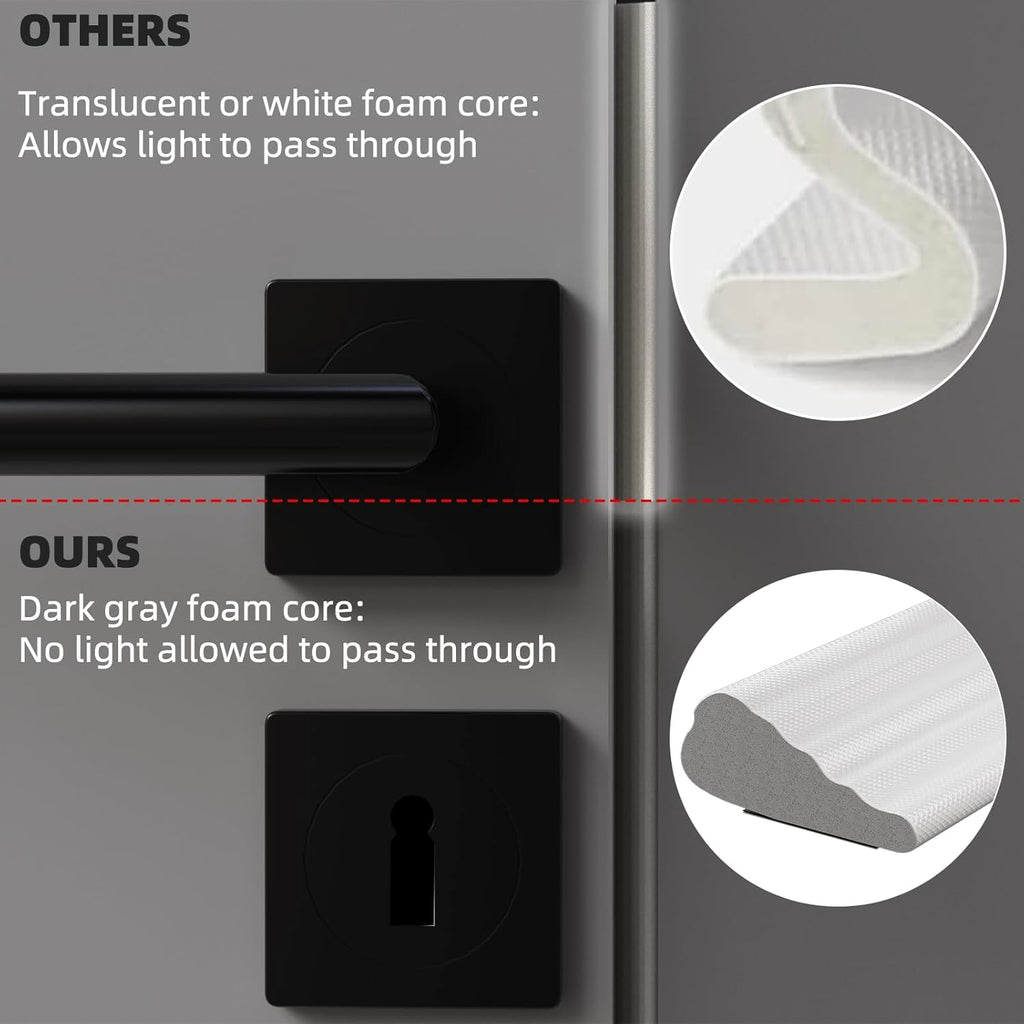 196" Wedge Weather Stripping Door Seal Strip for Door Frame & Window,Self Adhesive Window Insulation Draft Stopper Seal for Winter,Gray Foam Door Gap Filler for Soundproofing Light Blocker,Black
