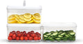 Felli Flip Tite Food Storage Container with Lid 4” RECTANGLE Airtight Ring Flip Lock Top, Stackable Acrylic Canister Set for Kitchen Fridge Pantry Organizer, Veggie Fruit Tea Bag Snack (1.1 qt)