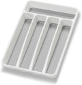 Silverware Organizer Utenisl Organizer Holder Kitchen Drawer Organizer Plastic Silverware Tray for Drawer Flatware Organizer 5 Compartment White