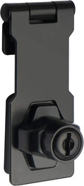Alise Keyed Hasp Lock,3 Inch Safety Packlock Clasp Hasp Lock Latch with Lock, Black Door Hinge Lock with Keys Keyed Locking Hasp for Cabinets Closets Doors