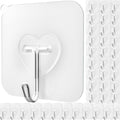 DGYB 40 Pcs Clear Adhesive Hooks for Hanging 22lb Self Adhesive Wall Hooks Heavy Duty Waterproof Transparent Sticky Hooks for Shower Home Bathroom Kitchen Office