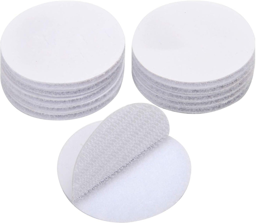 BRAVESHINE Hook and Loop Fasteners - 12 Sets Strong Adhesive Double Sided Wall Tape Sticky-Back Tapes for Craft Envelopes Bags - Industrial-Strength Mounting Fasteners- Round 1.5Inch, White Tapes