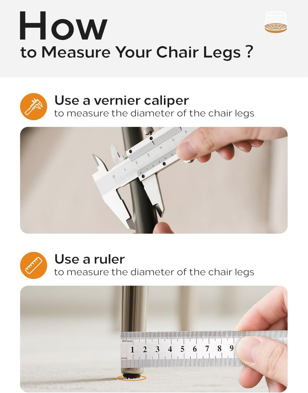 24-Pack Silicone Chair Leg Floor Protectors for Hardwood Floors -Felt Furniture Pads, Rubber Chair Leg Covers/Caps - No Noise & Scratch-Proof - Round Large (Fits 1 5/16"-1 7/16" / 32-36mm), Clear