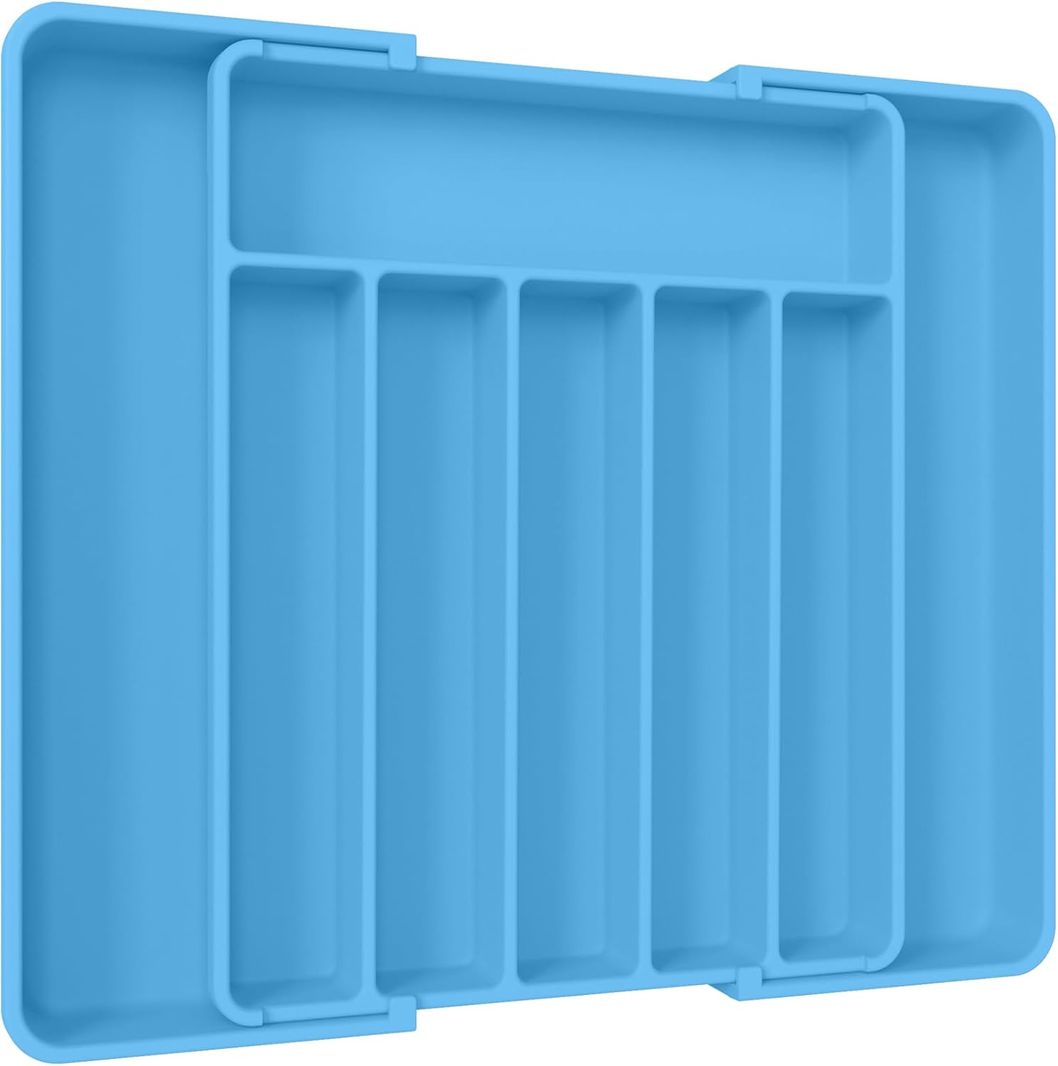 Aujen Silverware Organizer - Expandable Kitchen Drawer Organizer, Adjustable Utensil Organizer, Cutlery Tray for Forks, Knives, Multipurpose Kitchen Organizers and Storage Solution, Dark Blue, Large