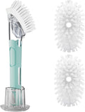 Soap Dispensing Replacement Dish Brush Storage Set with 2 PCS Brush Refills & Holder - RIMAY Dispenser Scrub Cleaning Scrubber Kitchen Dishwashing Dish Wand Handle for Dishes/Pans/Pots/Sink(Blue)