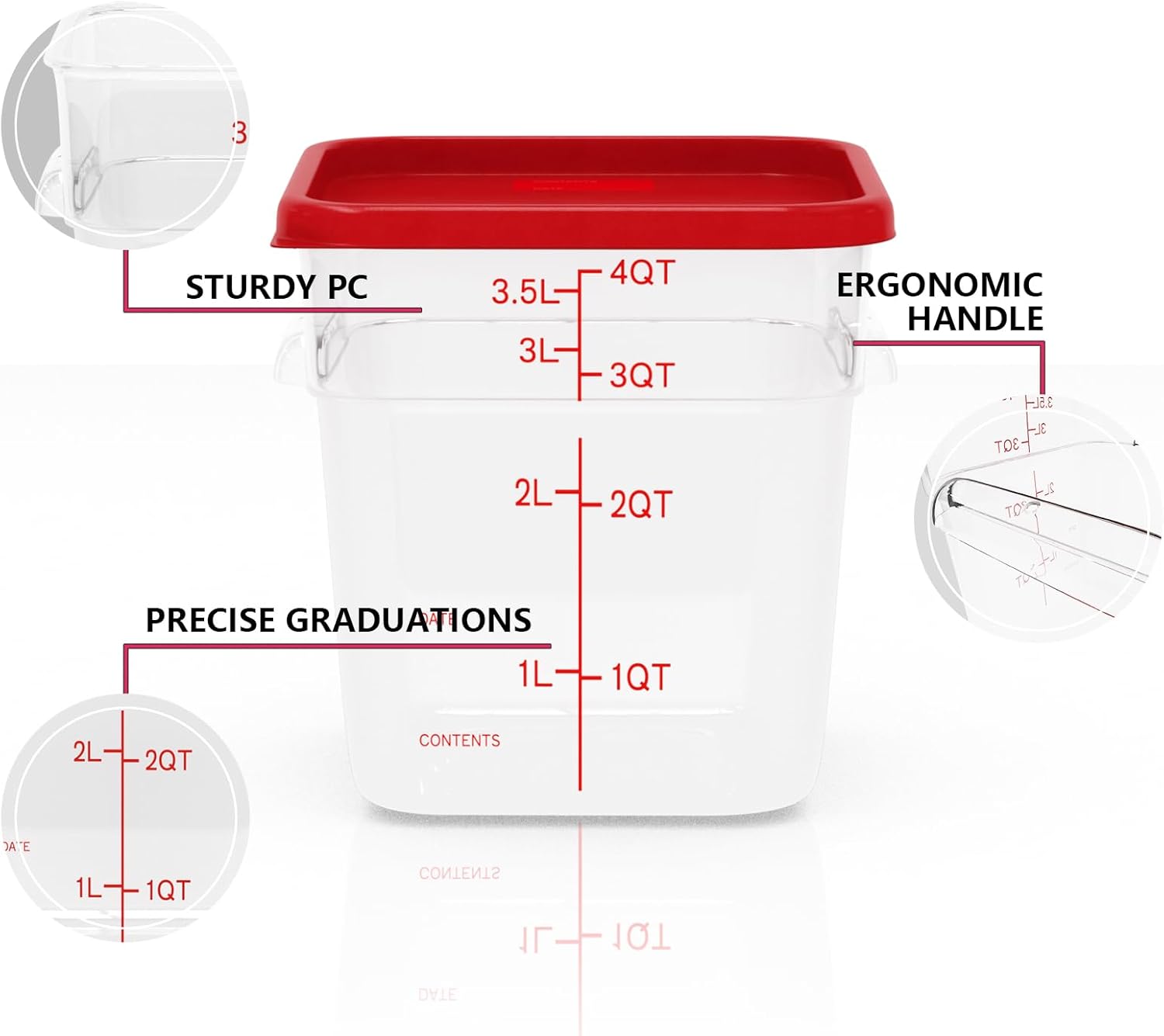 4 Pack 4 Quart Square Clear Food Storage Containers with Lids Cereal Containers Storage Airtight Food Storage Containers for Restaurant Kitchen Home