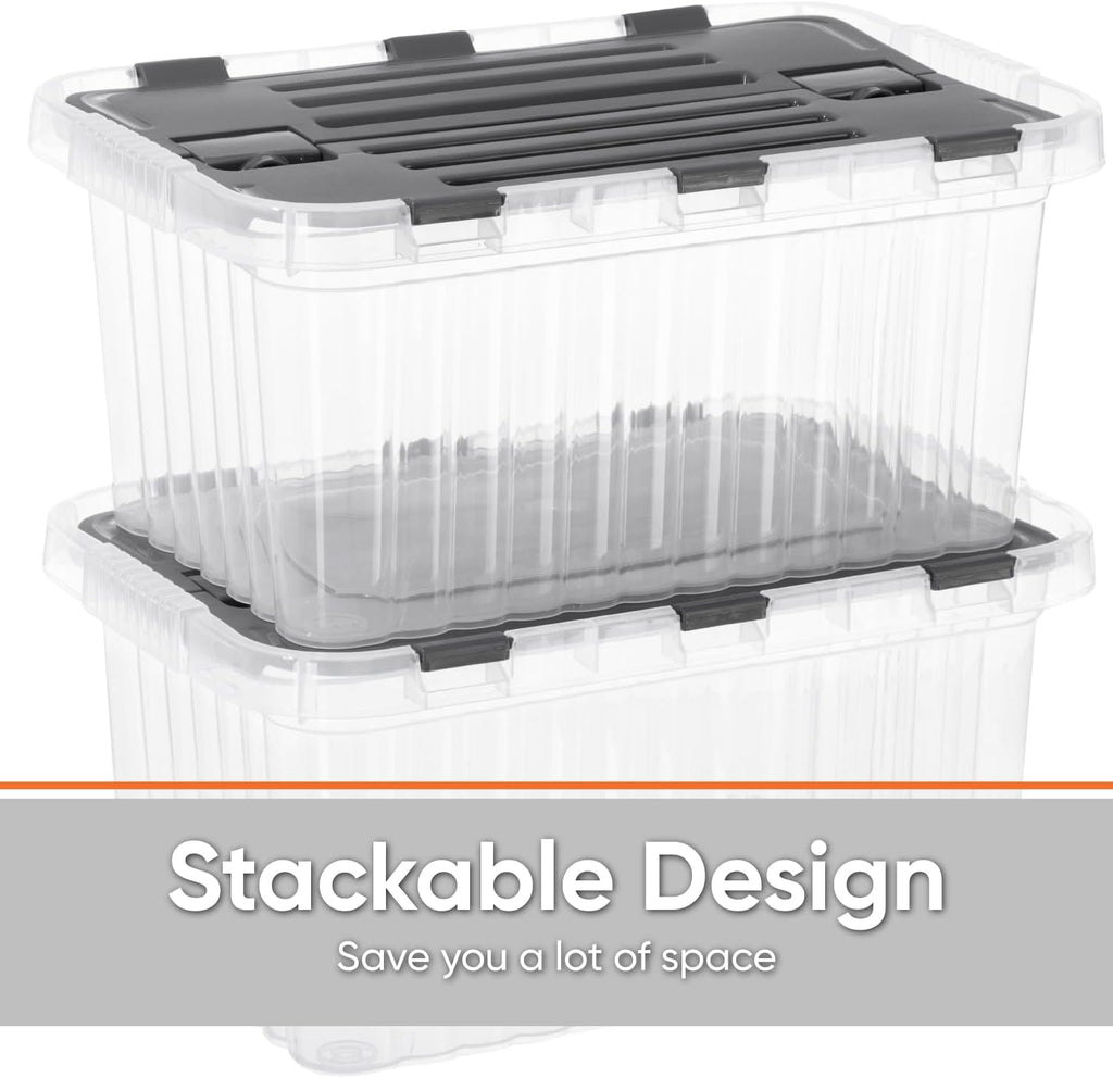 Superio 26 L Deep Storage Container with Hinged Lid (4 Pack)