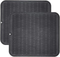 ZLR 2 Pcs Silicone Dish Drying Mats for Kitchen Counter, Eco-Friendly Fast Dry Dish Mat, Easy Clean Multi Usage Drying Matt, Heat Resistant Trivet, 16" x 18" XL, Black