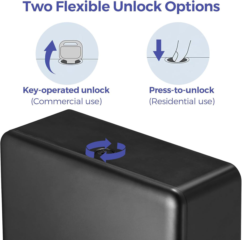 2-Pack Multifold Paper Towel Dispenser Wall Mount (Black) – Large Capacity C-Fold, Trifold, and Folded Commercial Hand Towel Holder for Bathroom & Restroom – Adhesive or Screw Mounted