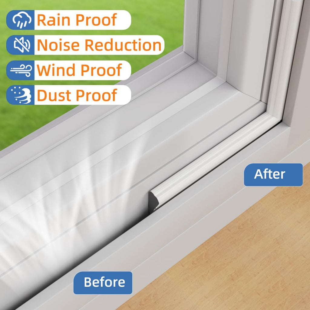 Wedge-Shape Window Weather Stripping Door Frame Seal Strip 3Pcs×196" White,Upgrade Black Foam,Soundproofing,Draft Stopper,Winter Insulation,Noise Blocker, Gap Filler for Exterior Front Door Side