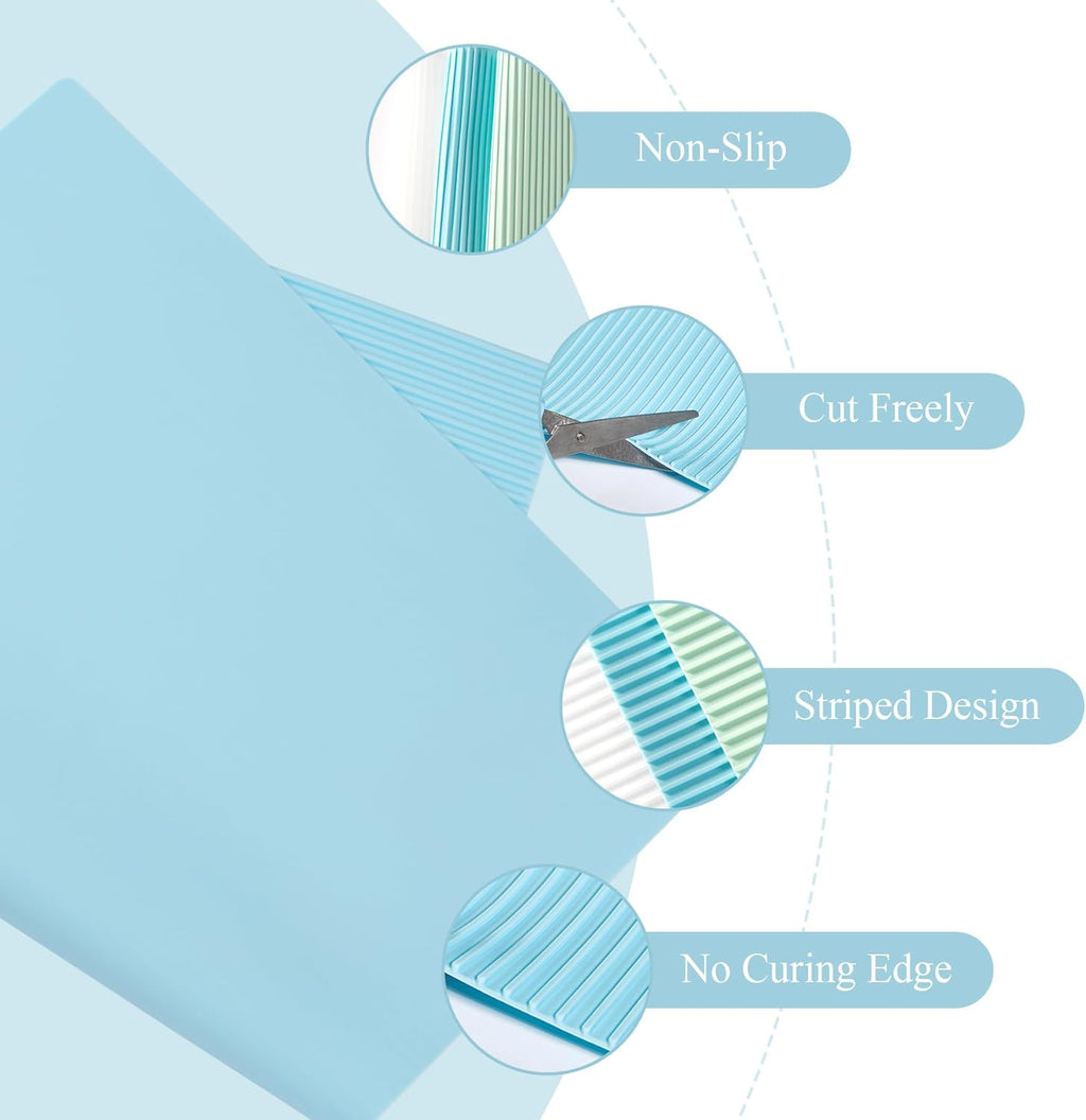 Non-Slip Silicone Refrigerator Liners for Shelves, Reusable Washable Fridge Shelf Drawer Liners, Cuttable Waterproof Oilproof Fridge Liner for Glass Shelve Kitchen Cabinet Drawer Mats (Blue, 1 Pack)