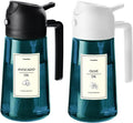 TrendPlain 16oz/470ml Blue Glass Olive Oil Sprayer for Cooking - 2 in 1 Olive Oil Dispenser for Kitchen Gadgets, Air Fryer, Salad, and BBQ - Black & White